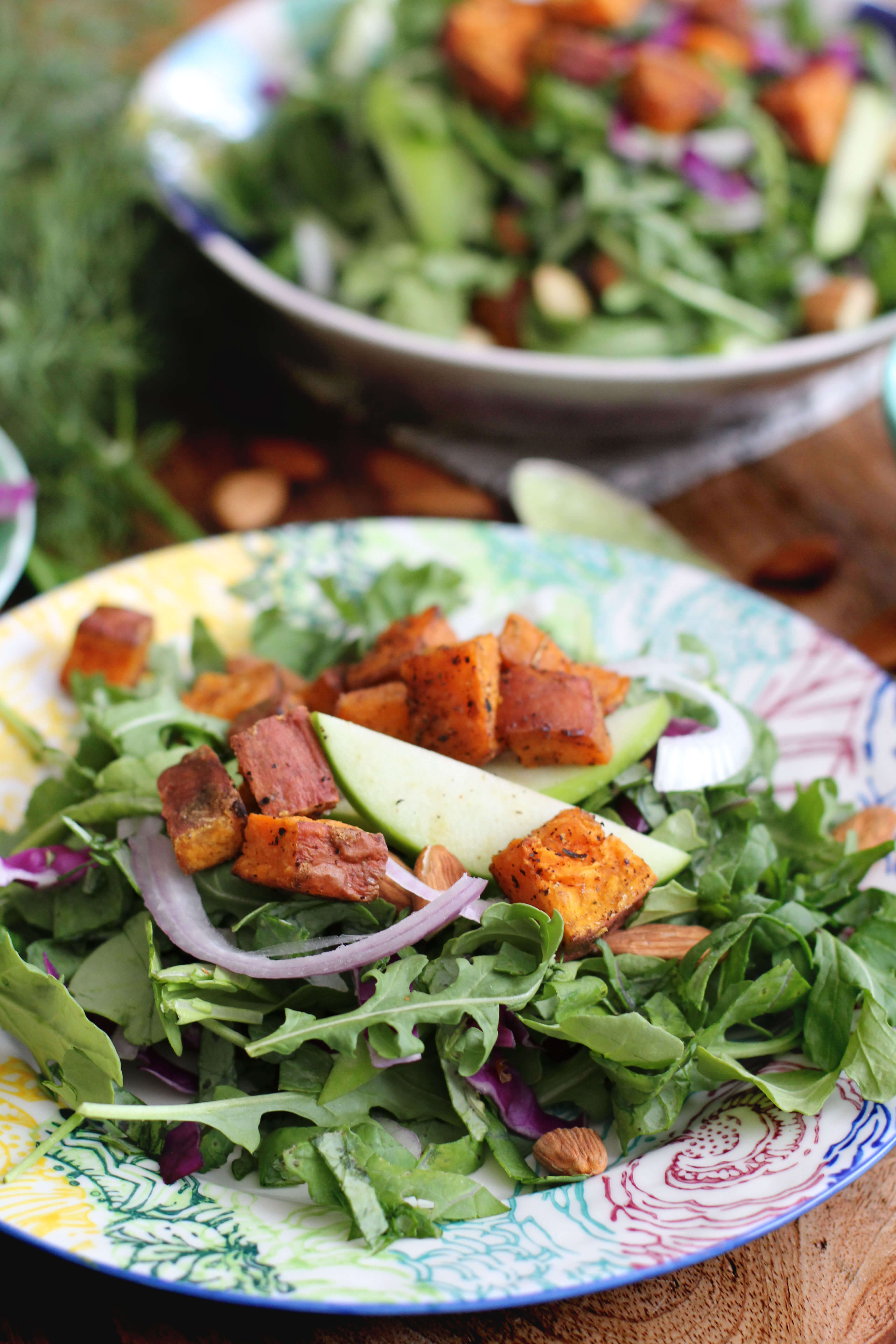 Creamy Kale And Arugula Salad With Roasted Sweet Potato: Primal Palate ...