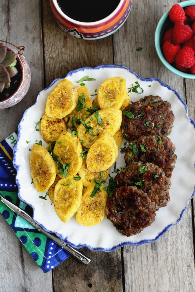 Fried Plantains and Breakfast Sausage