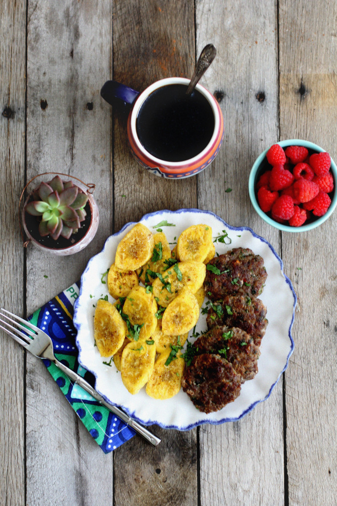 Fried Plantains and Breakfast Sausage