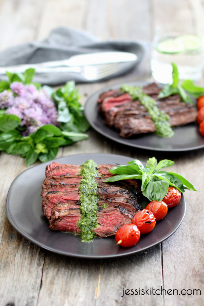 Grilled-Skirt-Steak-with-Cilantro-Pesto-Jessi's Kitchen