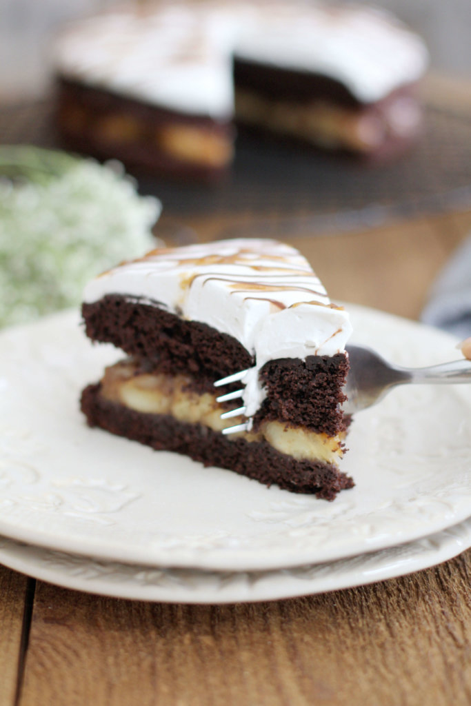 Chocolate Cake with Banana Foster Filling 