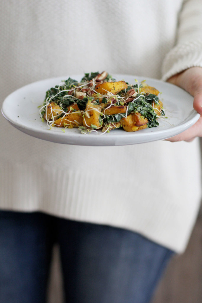 Massaged Kale and Roasted Pumpkin Salad 