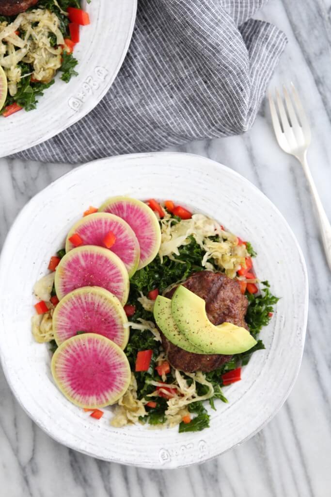 Massaged Kale Burger Salad: Jessi's Kitchen 