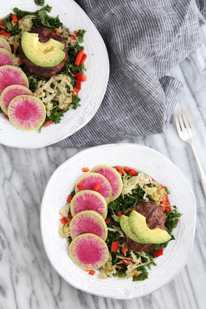 Massaged Kale Burger Salad: Jessi's Kitchen 