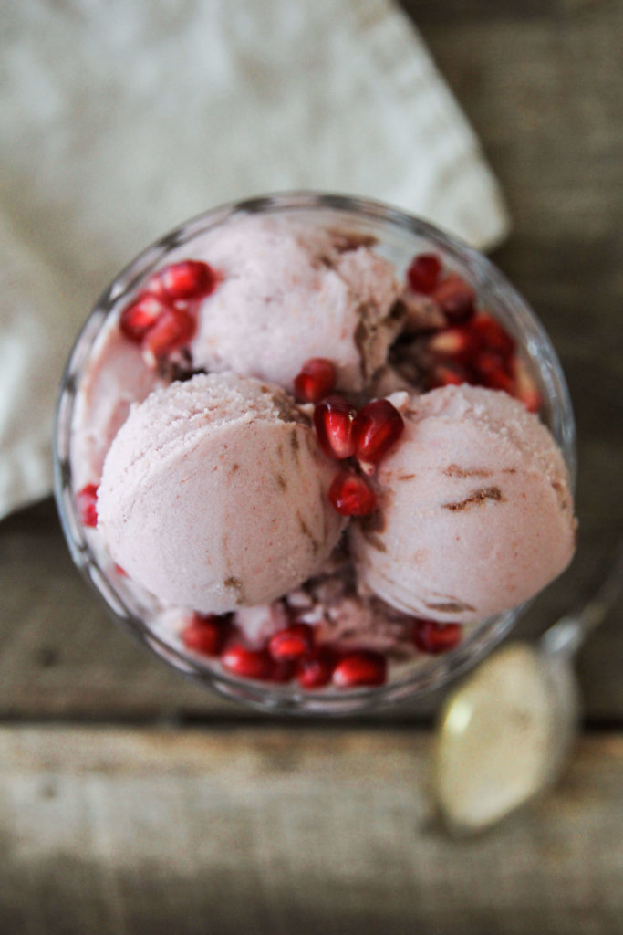 Vegan Pomegranate and Chocolate Ganache Ice Cream: Jessi's Kitchen