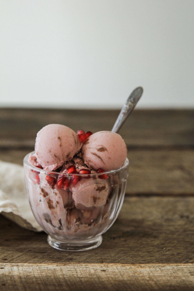 Vegan Pomegranate and Chocolate Ganache Ice Cream: Jessi's Kitchen