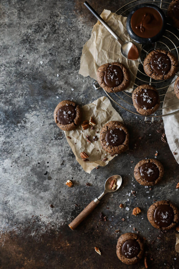 Chocolate Thumbprint Cookies with Tahini Fudge. Jessi's Kitchen