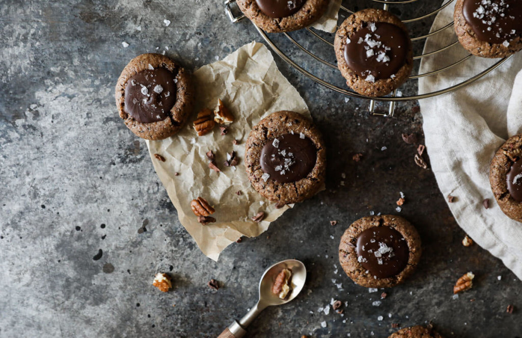 Chocolate Thumbprint Cookies with Tahini Fudge. Jessi's Kitchen