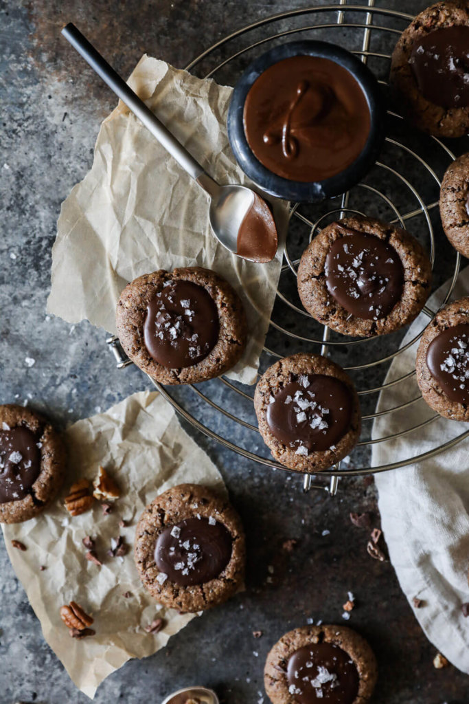 Chocolate Thumbprint Cookies with Tahini Fudge. Jessi's Kitchen