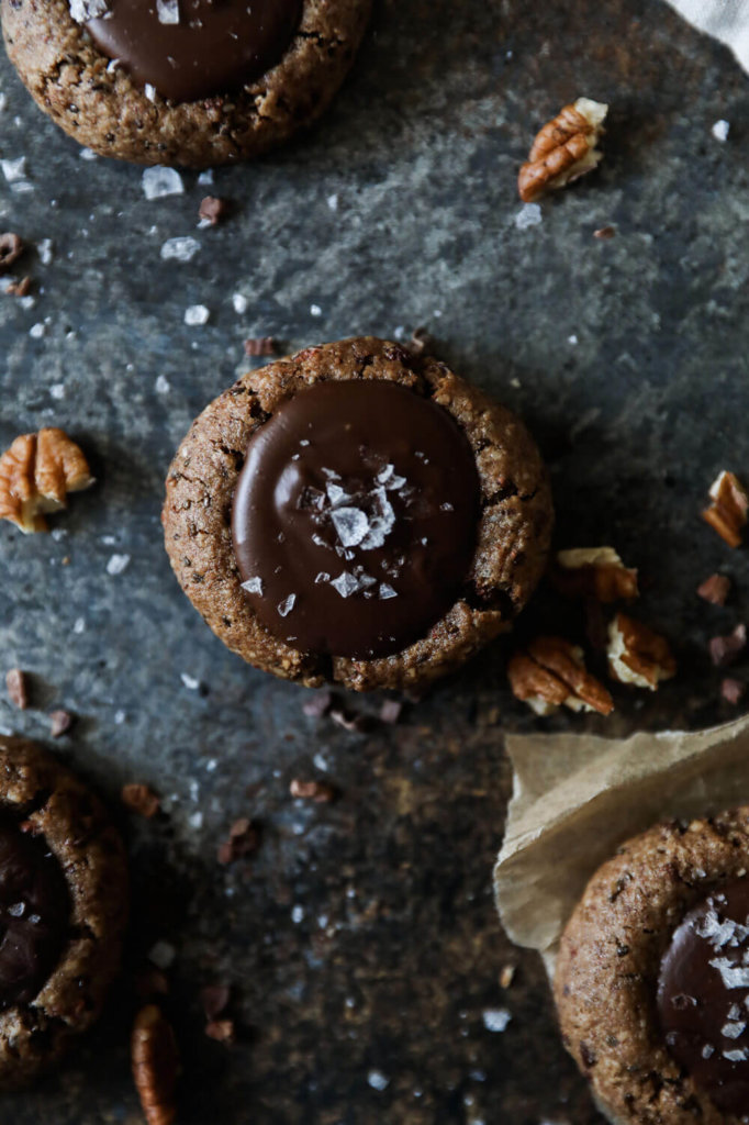 Chocolate Thumbprint Cookies with Tahini Fudge. Jessi's Kitchen